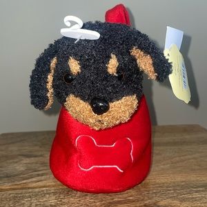 ❤️Stuffy Rottweiler Puppy dog in Carrier .